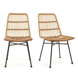 Rattan Reeded Wicker Kitchen Dining Chairs