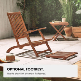 Wooden Folding Reclining Garden Sun Lounger and Removable Footstool - thumbnail 3