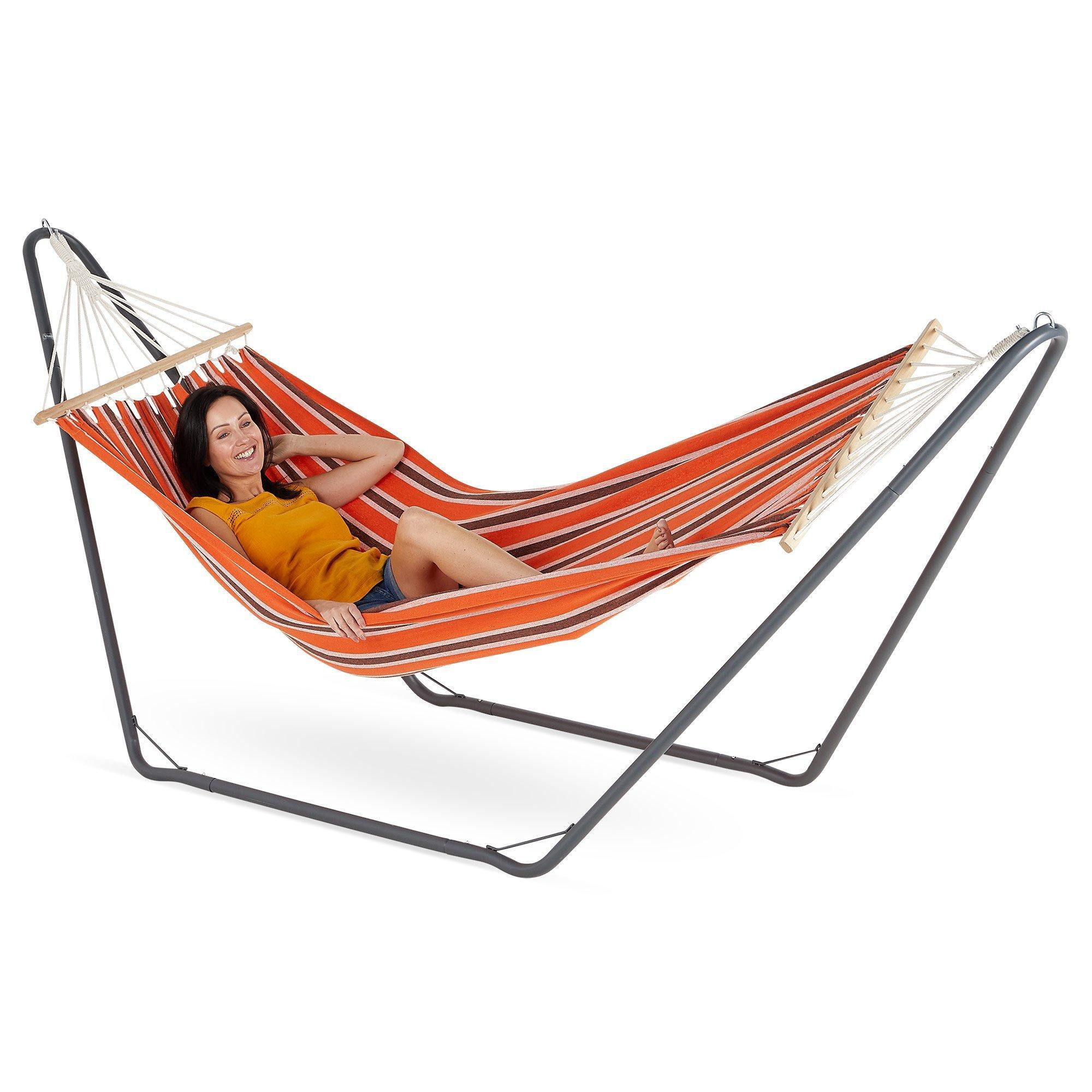 1 Person Striped Freestanding Garden Hammock with Frame - image 1
