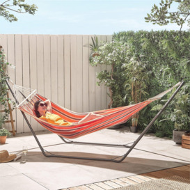 1 Person Striped Freestanding Garden Hammock with Frame - thumbnail 2