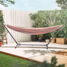 2 Person Striped Freestanding Garden Hammock with Frame - thumbnail 3