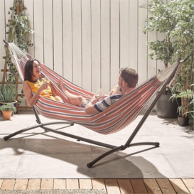 2 Person Striped Freestanding Garden Hammock with Frame - thumbnail 2