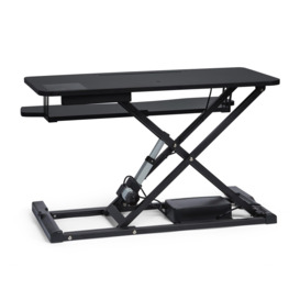 Height Adjustable Two Tier Electric Desk Converter with Keyboard Shelf