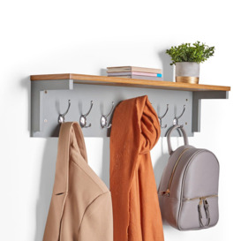 Wall Mounted Ash Wood Veneer Coat Hooks with Shelf