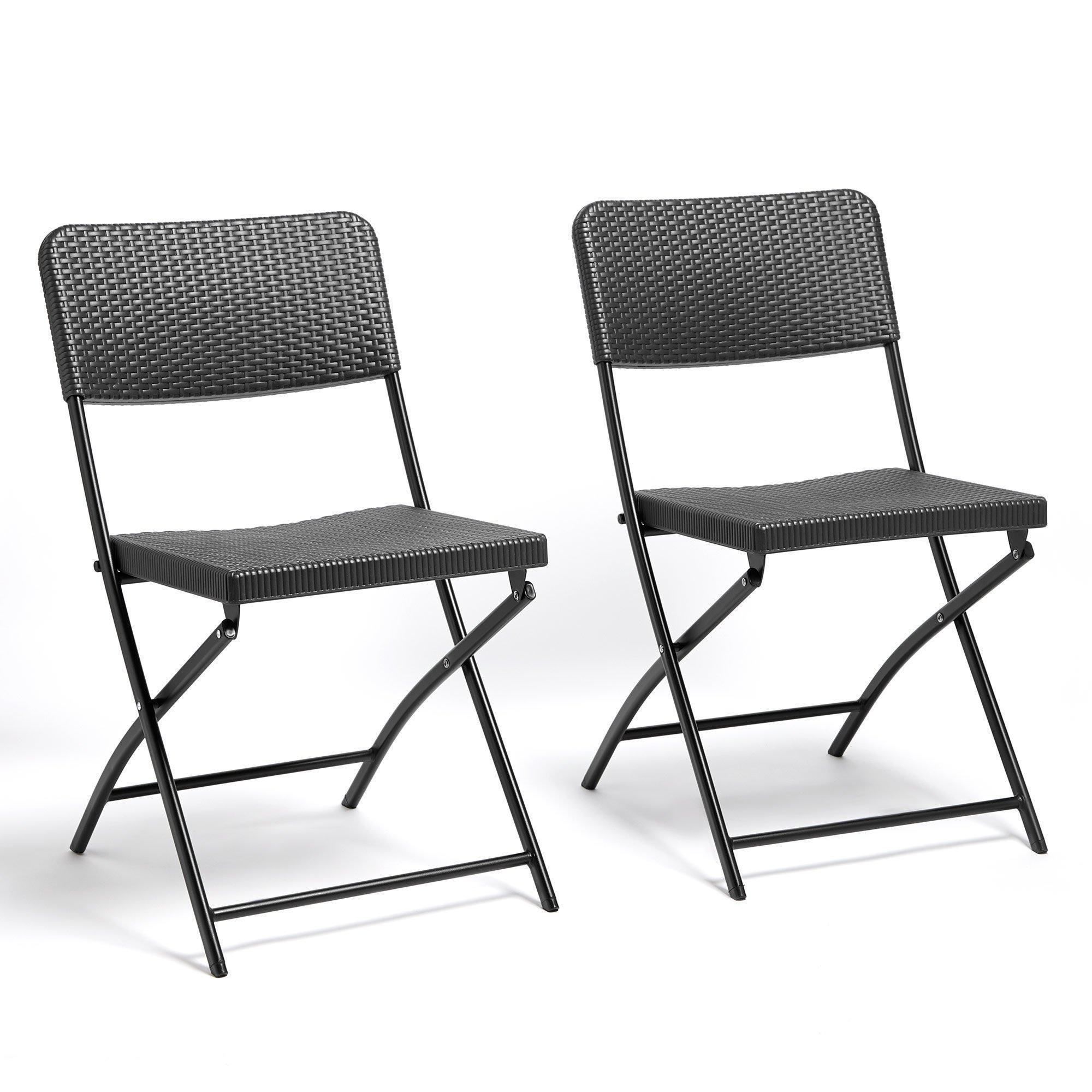 Rattan Effect Set of 2 Folding Garden Chairs - image 1