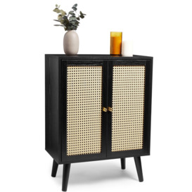 Black Cane 2 Cupboard Storage Cabinet Sideboard