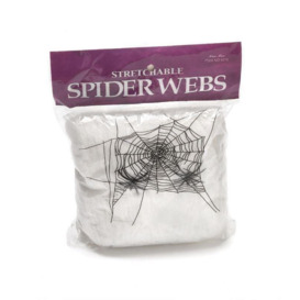 10pk Halloween Spider Web with 4 Spiders - Stretchable White Cobweb Decoration