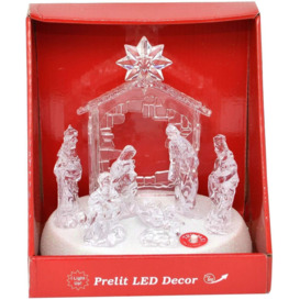 20cm Christmas Pre-Lit LED Musical Nativity Scene Acrylic Sculpture Battery Operated Light Up Xmas Tabletop Home Decorations - thumbnail 2