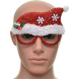 Novelty Glitter Red Santa Hat Christmas Glasses Christmas Party Props Photo Booth Accessories Stocking Fillers - thumbnail 3