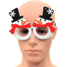 Novelty Glitter White Snowman Christmas Glasses Christmas Party Props Photo Booth Accessories Stocking Fillers - thumbnail 2