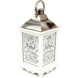 Christmas Lantern Wooden White Stainless Steel Warm LED Light Xmas Home Decorations - thumbnail 2