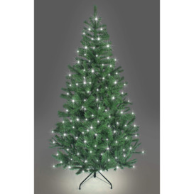 10Ft Pre-Lit Artificial Christmas Green Tree Alaskan Pine Tips Xmas Home Decorations Metal Stand Warm Multicolour LEDs