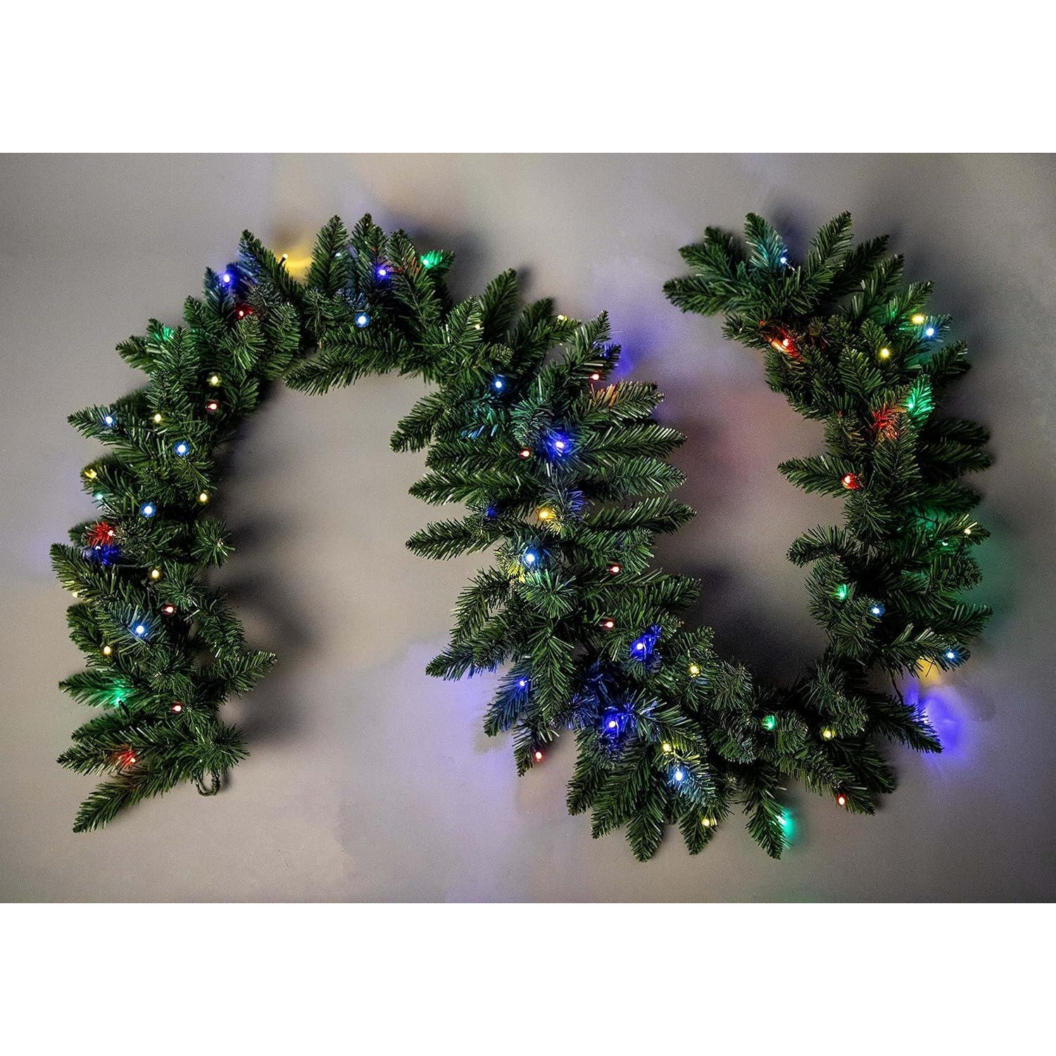 2m Prelit Imperial Pine Green W/Multicolour Leds Christmas Christmas Garland - image 1