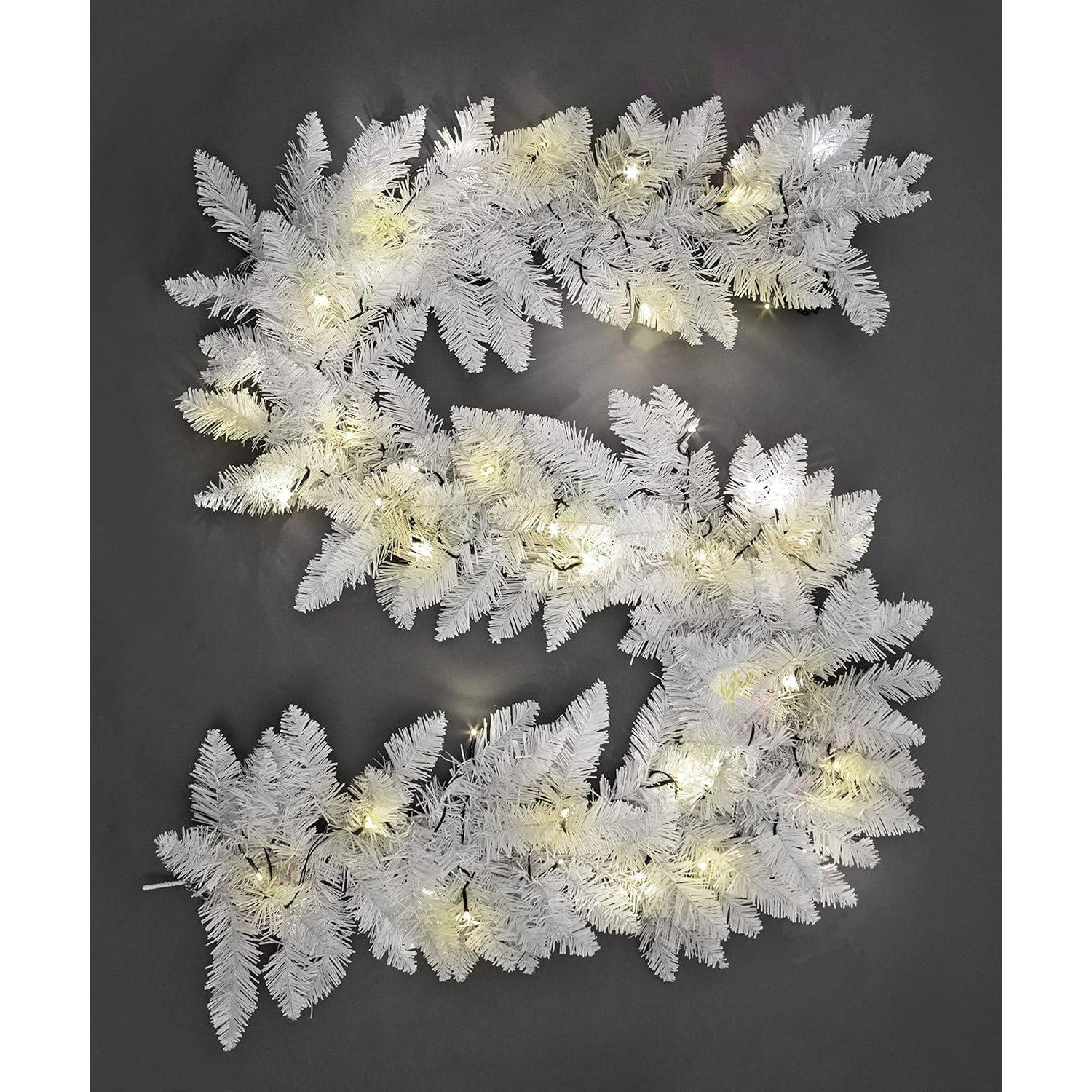 55cm Prelit Imperial Pine White W/Warm White Leds Christmas Christmas Garland - image 1