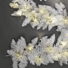 55cm Prelit Imperial Pine White W/Warm White Leds Christmas Christmas Garland - thumbnail 3