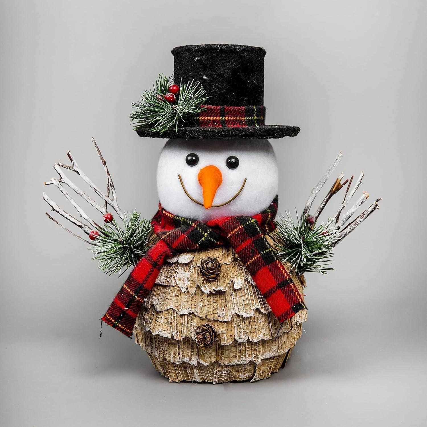 34cm Christmas Tabletop Decorated with Pines Berries White penguin Standing Snowman - image 1