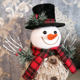 34cm Christmas Tabletop Decorated with Pines Berries White penguin Standing Snowman - thumbnail 3