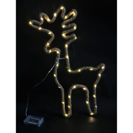 Christmas Reindeer Stag Silhouette LED Hemp Rope Lights Xmas Decoration Battery Operated Holiday Garden Home Wall Room Han
