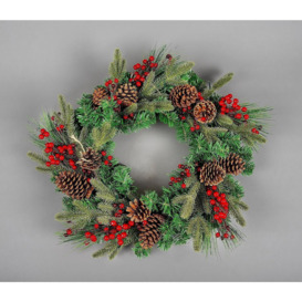 60cm B/O Pre lit Berry and Cone Wreath with 50 WW Leds - thumbnail 3
