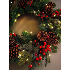60cm B/O Pre lit Berry and Cone Wreath with 50 WW Leds - thumbnail 2