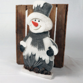 Red/Grey Snowman Christmas Tabletop Figures Window Wall Door Holiday Home Xmas Glitter Foam Showpiece Decorations, 52cm/42