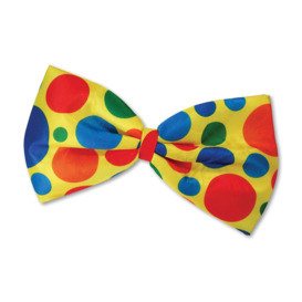 Clown Jumbo Bow Tie, Unisex-Adult, One Size Fancy Dress Accessories Circus , Yellow Polka Dots