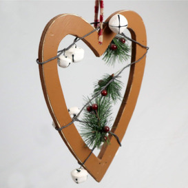 Wooden Hanging Decoration Heart Shape Light Brown 18X1.2X23 CM - thumbnail 3