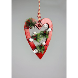 Wooden Hanging Decoration Heart Shape Red 18X1.2X23 CM
