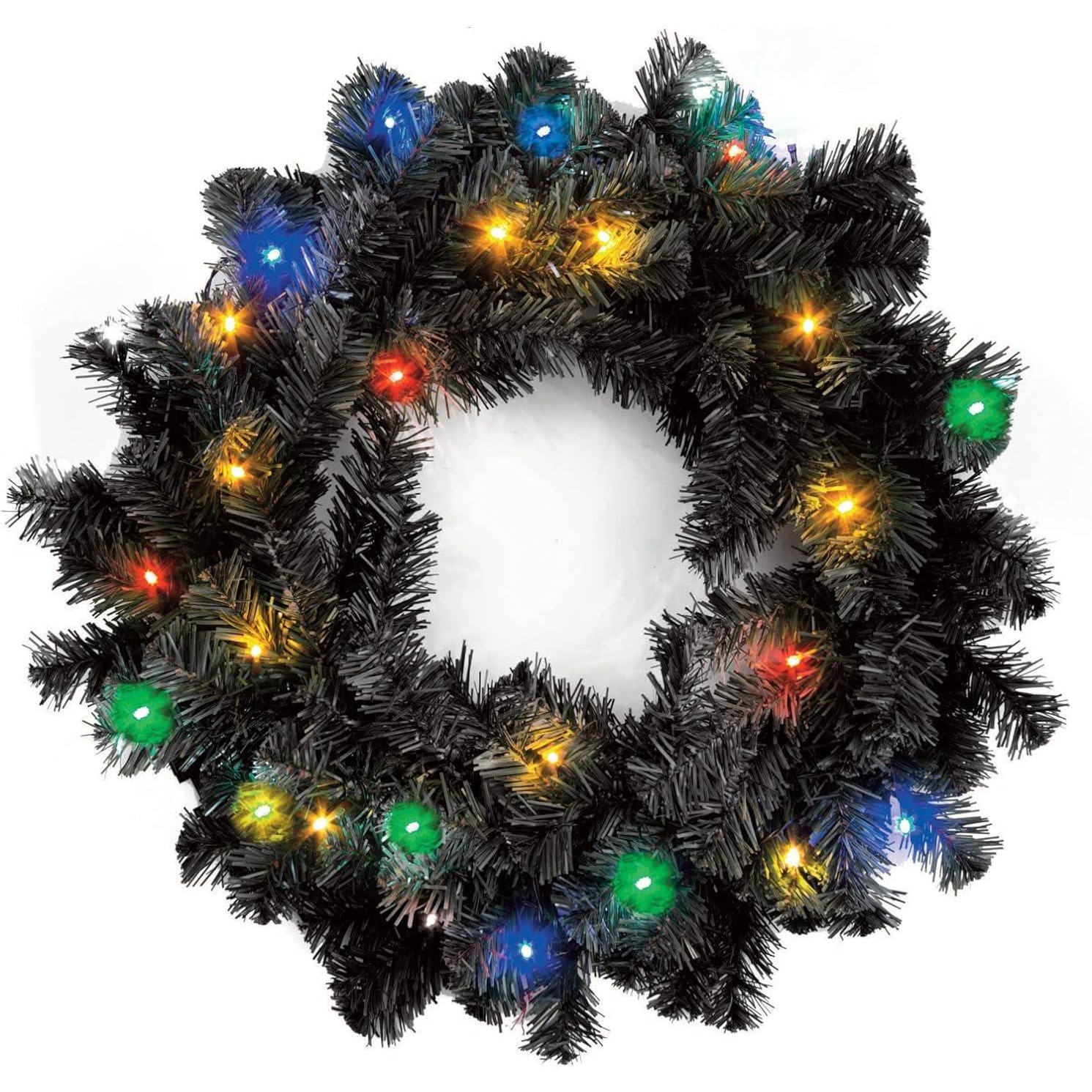 55cm Prelit Imperial Pine Black Christmas Wreath - image 1