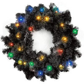 55cm Prelit Imperial Pine Black Christmas Wreath - thumbnail 1