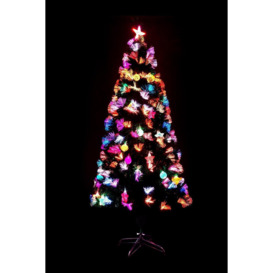 3Ft/90cm Pastel Stars and Baubles Fibre Optic Christmas Tree LED Pre-Lit