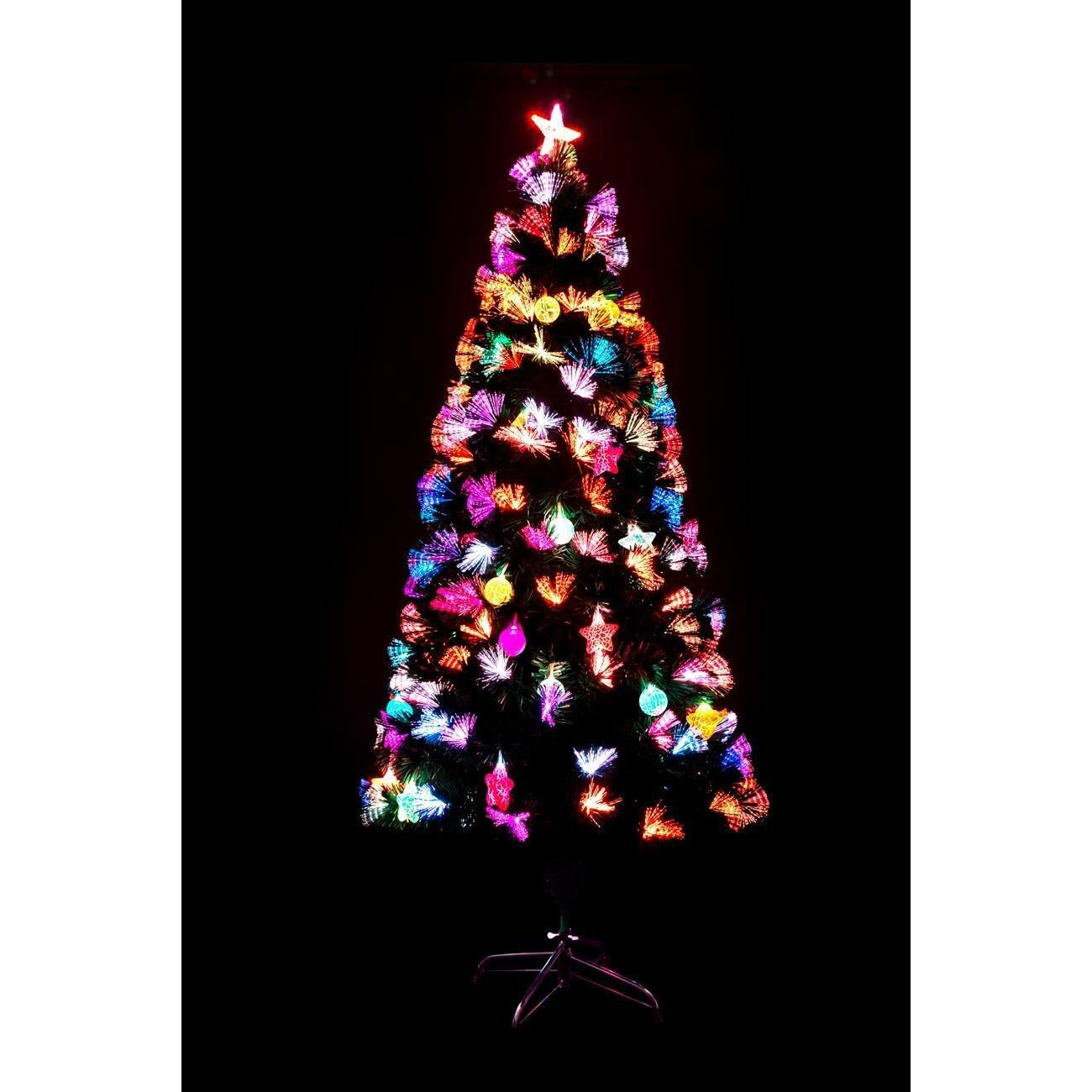 6Ft/180cm Pastel Stars and Baubles Fibre Optic Christmas Tree LED Pre-Lit - image 1