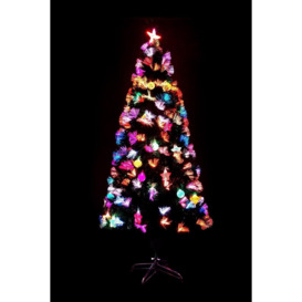 6Ft/180cm Pastel Stars and Baubles Fibre Optic Christmas Tree LED Pre-Lit - thumbnail 1