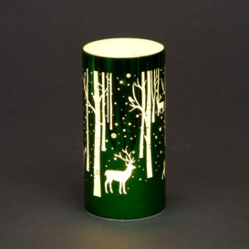18cm Christmas Decorated Vase Table Deer Scene Green - thumbnail 2