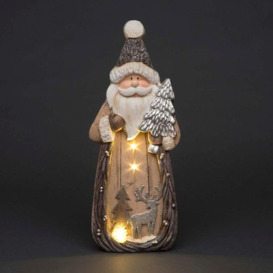 46cm Santa Forest Figurine Christmas Resin Battery Operated LEDs Decoration - thumbnail 1
