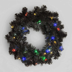 55cm Prelit Alaskan Pine Black Christmas Wreath - thumbnail 3