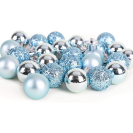 30mm/12Pcs Christmas Baubles Shatterproof Light Blue,Tree Decorations - thumbnail 3