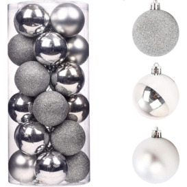 60mm/6Pcs Christmas Baubles Shatterproof Silver,Tree Decorations