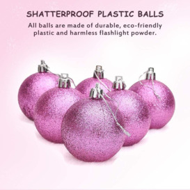 60mm/6Pcs Christmas Baubles Shatterproof Pink,Tree Decorations - thumbnail 3
