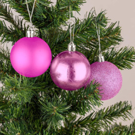 60mm/6Pcs Christmas Baubles Shatterproof Pink,Tree Decorations - thumbnail 2