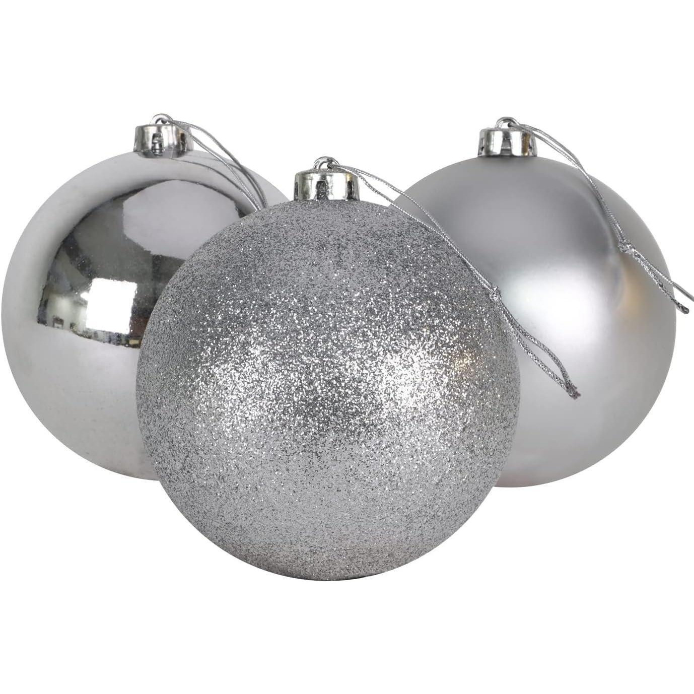 10cm/3Pcs Christmas Baubles Shatterproof Silver,Tree Decorations - image 1