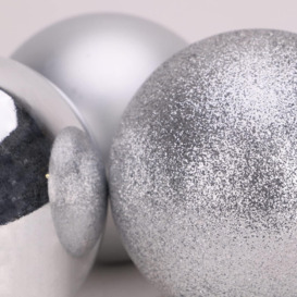 10cm/3Pcs Christmas Baubles Shatterproof Silver,Tree Decorations - thumbnail 3