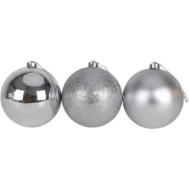 10cm/3Pcs Christmas Baubles Shatterproof Silver,Tree Decorations - thumbnail 2