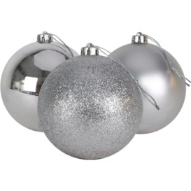 10cm/3Pcs Christmas Baubles Shatterproof Silver,Tree Decorations - thumbnail 1