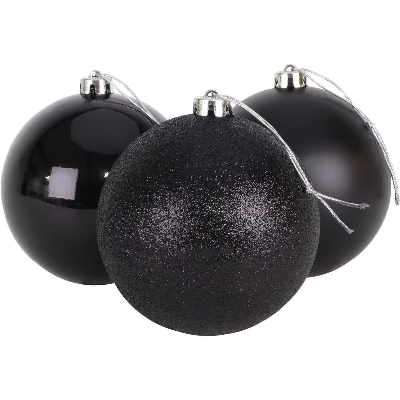10cm/3Pcs Christmas Baubles Shatterproof Black,Tree Decorations - image 1