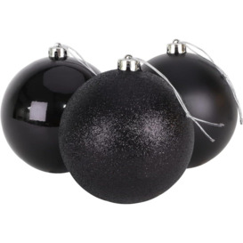 10cm/3Pcs Christmas Baubles Shatterproof Black,Tree Decorations - thumbnail 1