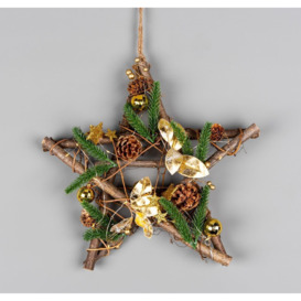 35cm B/O LED Twig Hanging Star Gold - thumbnail 1
