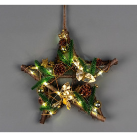 35cm B/O LED Twig Hanging Star Gold - thumbnail 2