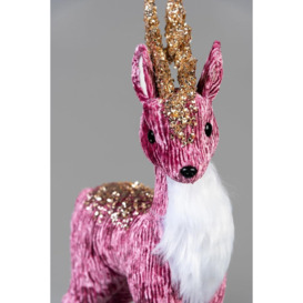 35cm Burgundy Reindeer - Christmas Figurine - thumbnail 2