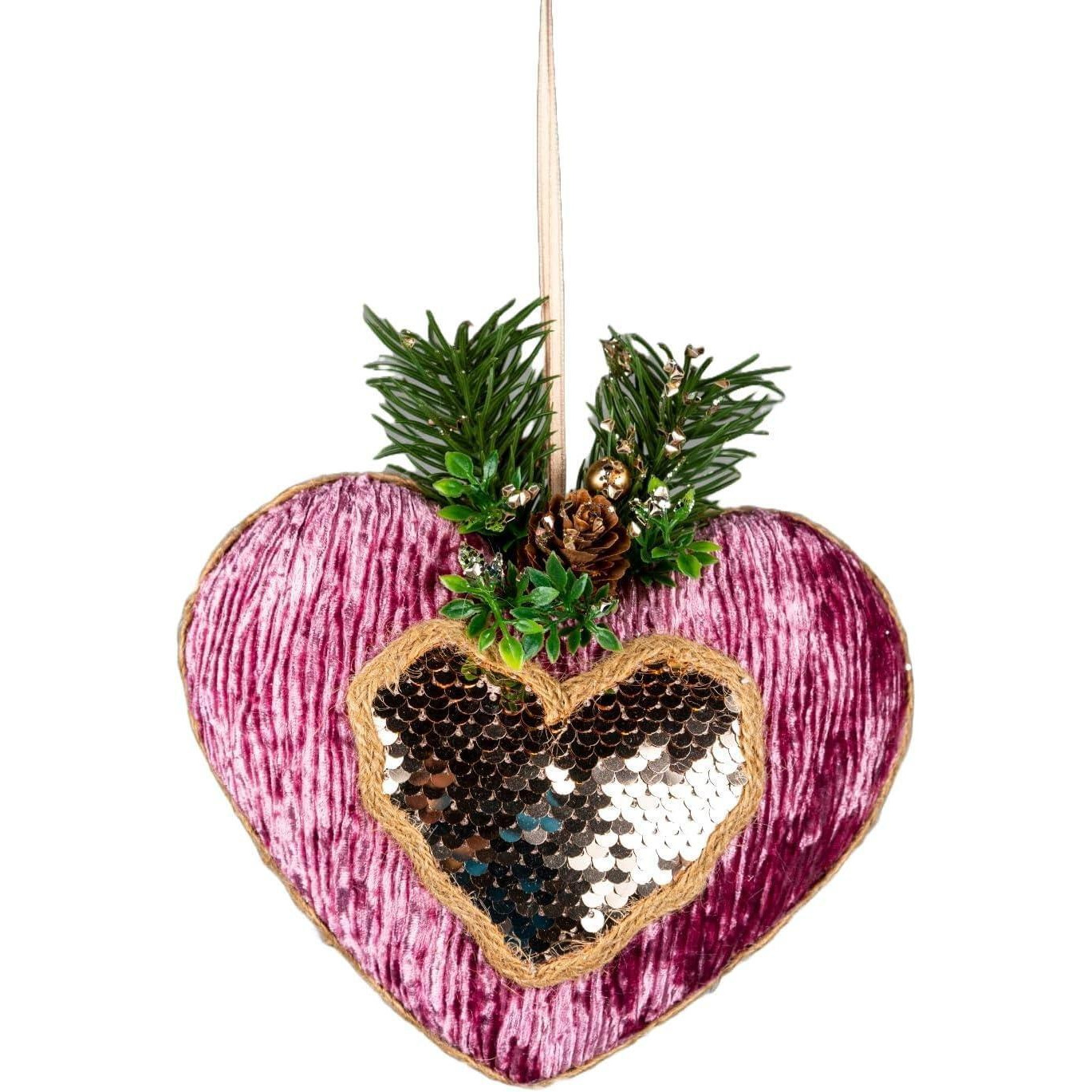 16.5cm Pink Heart - Christmas Hanging Decoration - image 1